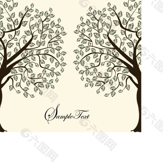 矢量素材植物樹木花紋背景