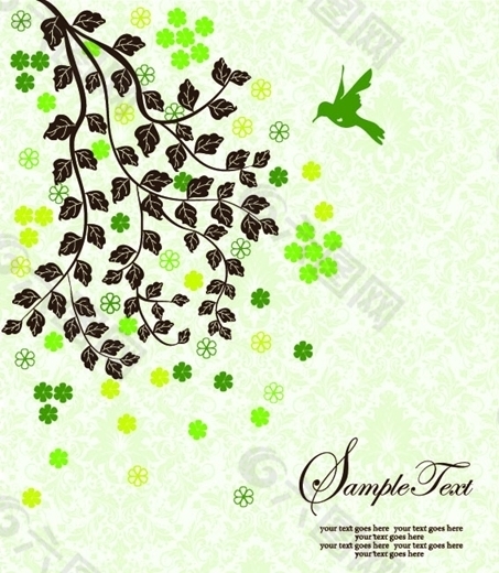 矢量樹枝小鳥圖片素材