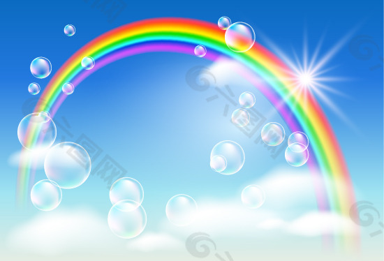 矢量彩虹气泡自然海报