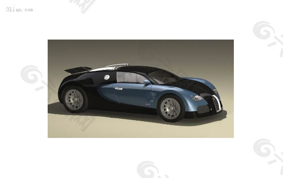 藍色布加迪跑車3d模型