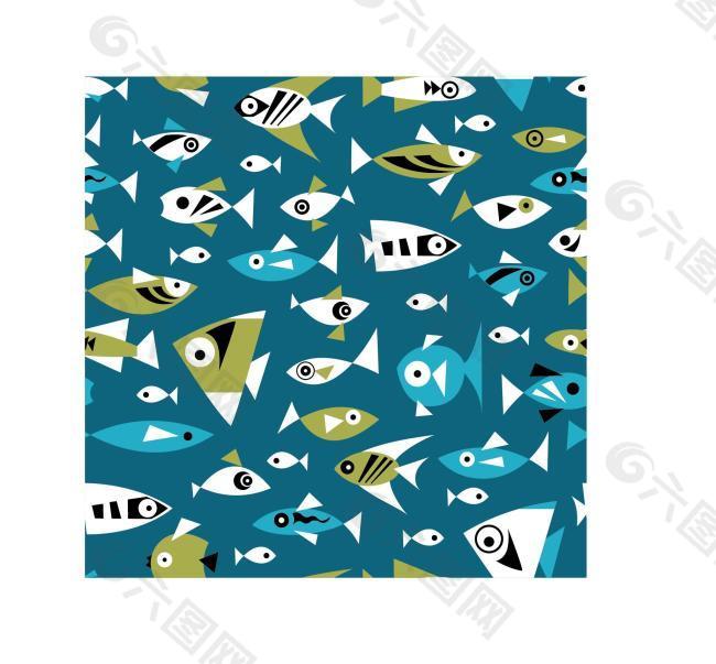 卡通魚背景矢量素材