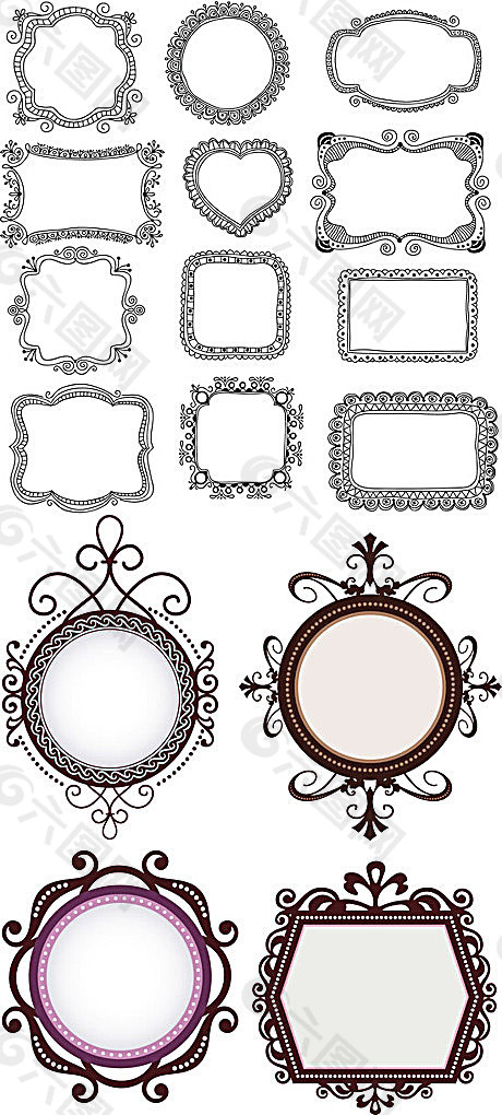 簡潔花邊裝飾邊框矢量素材