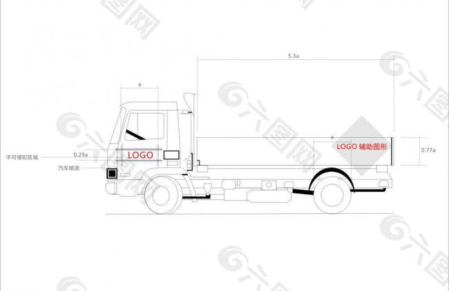 大型货车vi勾线图图片