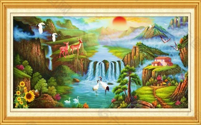 油畫山水風(fēng)景素材下載