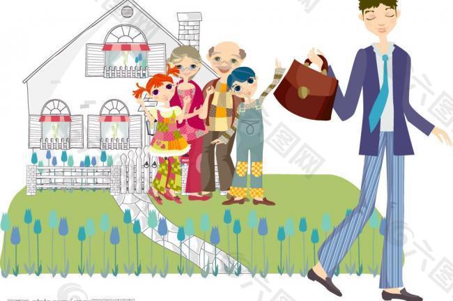 韓國插畫,歡樂家庭系列圖片