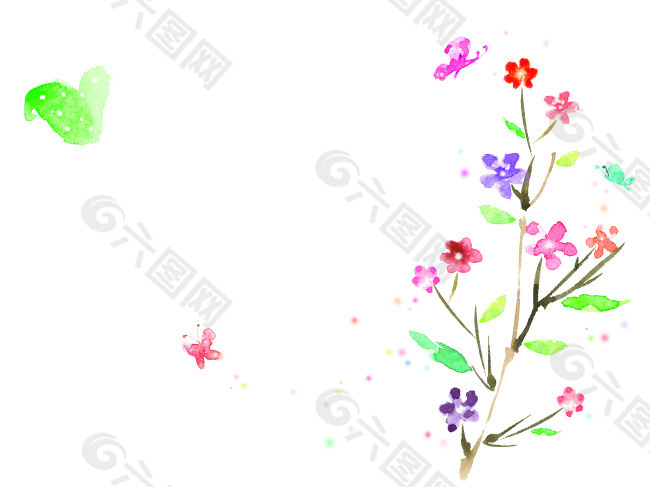 蝴蝶花手繪畫