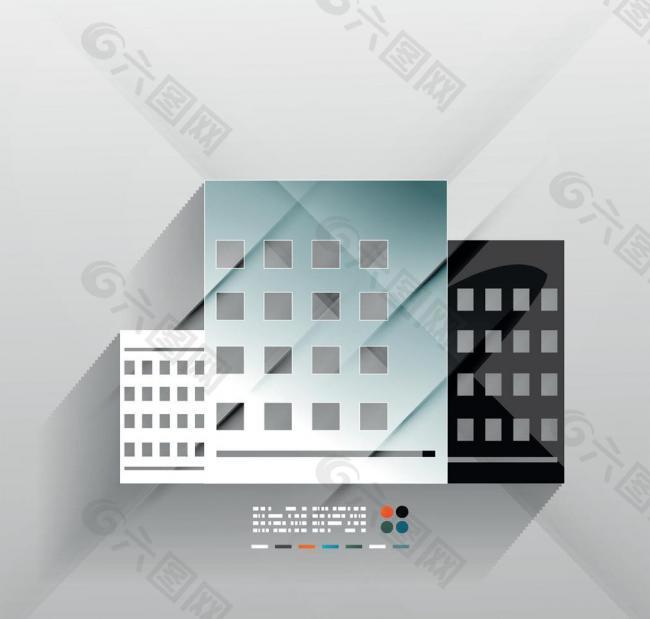 剪紙建筑 矢量城市圖片