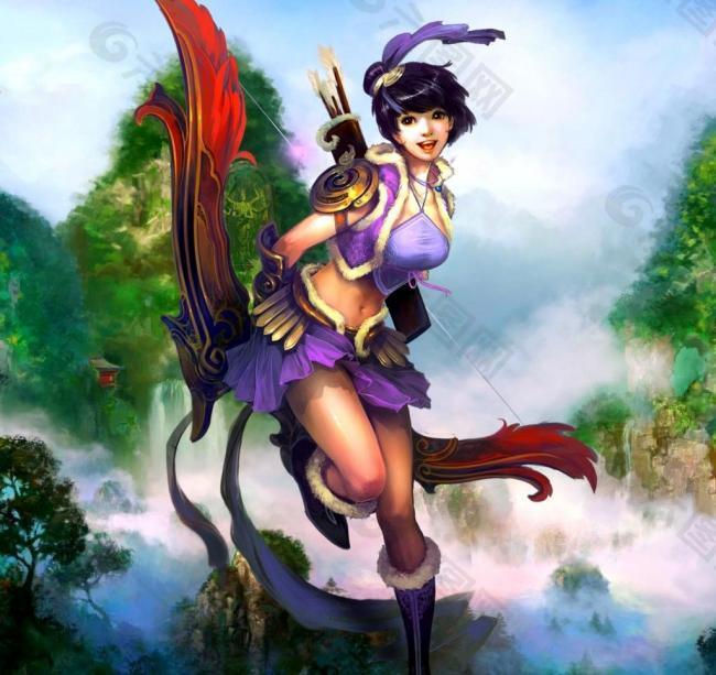 手繪美女圖片