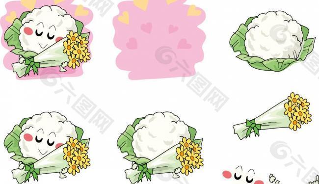 手繪花菜表情圖片