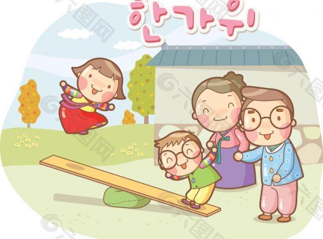 溫馨家庭系列插畫圖片