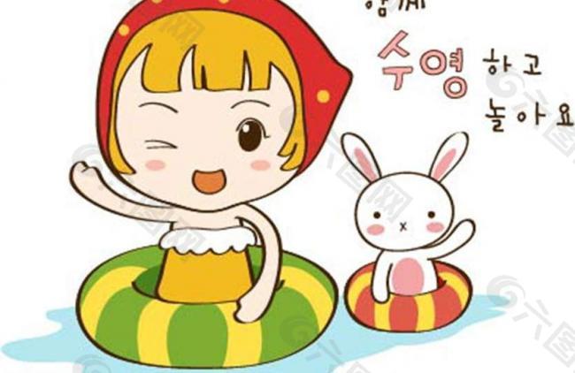小紅帽學游泳圖片