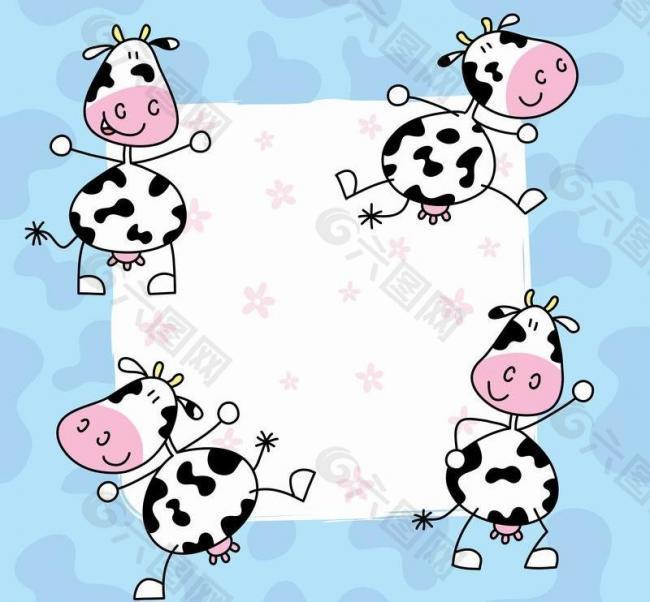可爱小牛背景模板下载,可爱小牛背景,小牛,表情,礼盒,气球,彩球,卡通