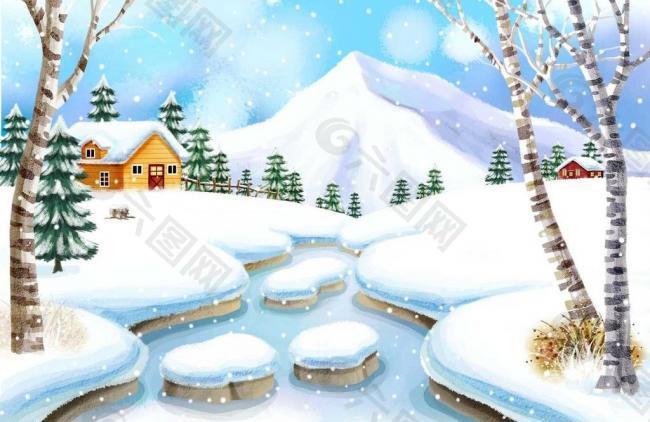 冰雪小溪圖片