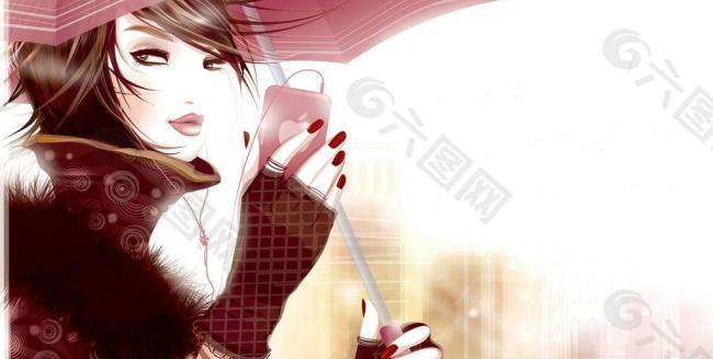 聽音樂的女孩圖片