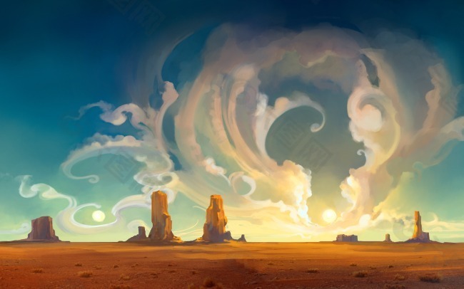 沙漠天空白云背景