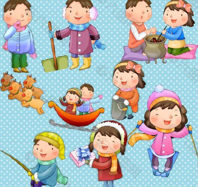 卡通冬季兒童圖片