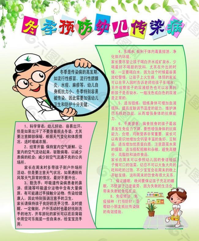 冬季预防幼儿传染病展板图片