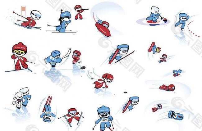 2006年都灵冬奥会吉祥物运动造型图片