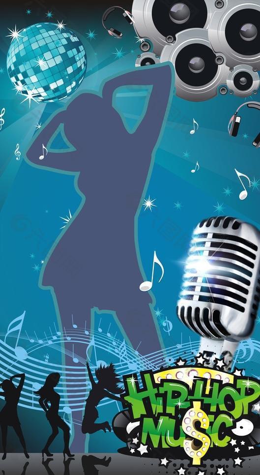 音樂海報 話筒音響 舞者 音符圖片
