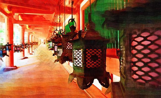 春日大社回廊 繪畫(huà)版圖片