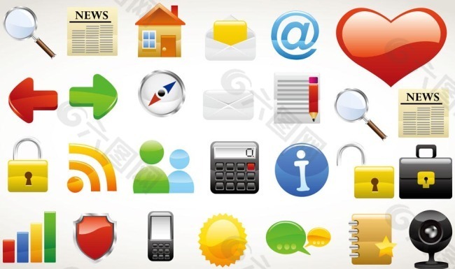 3D立體網(wǎng)頁實(shí)用圖標(biāo)設(shè)計(jì)矢量素材