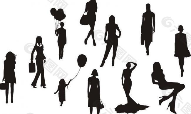 矢量女性人物剪影圖片