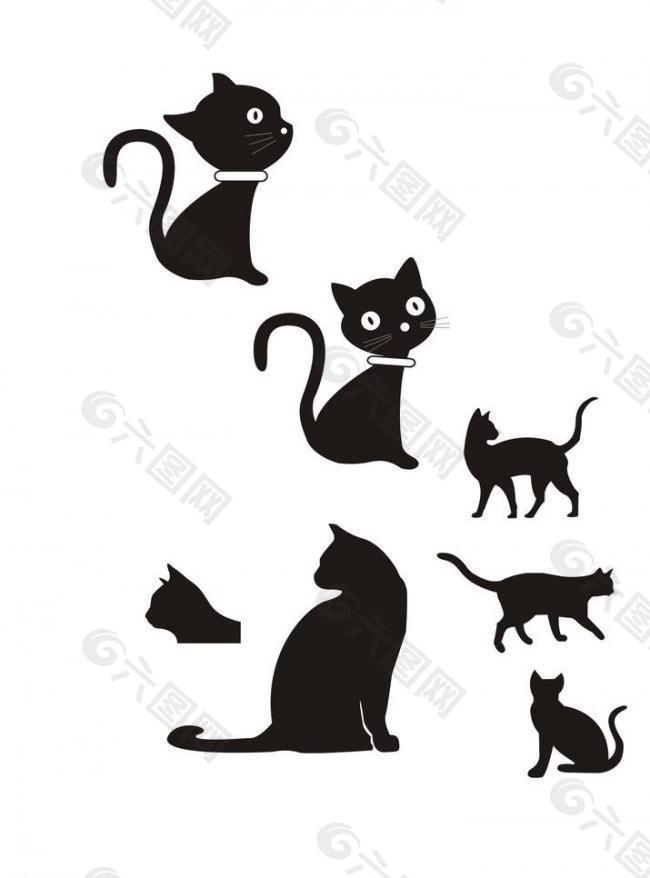 貓剪影 可愛貓 卡通貓圖片