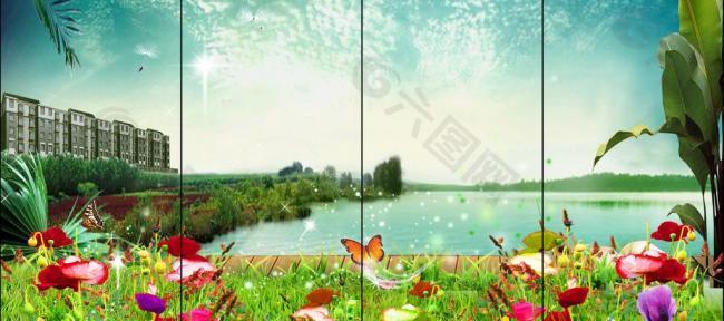 夢幻蝴蝶移門圖片