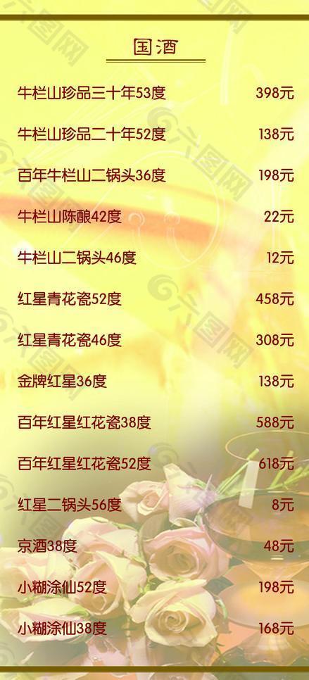 國酒酒水單圖片