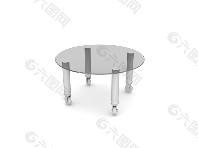圓形輪軸茶幾3d模型