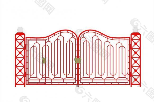 红色 铁艺大门图片