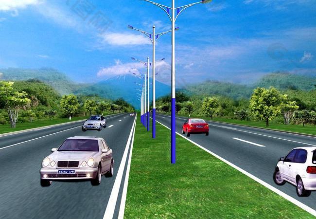 白天道路效果圖圖片