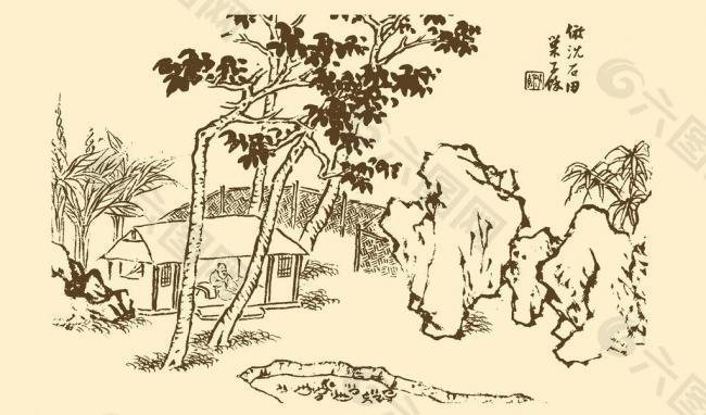 芥子園畫譜 山水圖片