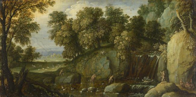 Marten Rijckaert - Landscape with Satyrs大师画家古典画古典建筑古典景物装饰画油画