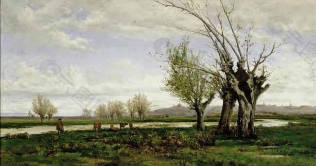 Beruete y Moret, Aureliano de - Orillas del Manzanares, 1878大師畫家古典畫古典建筑古典景物裝飾畫油畫