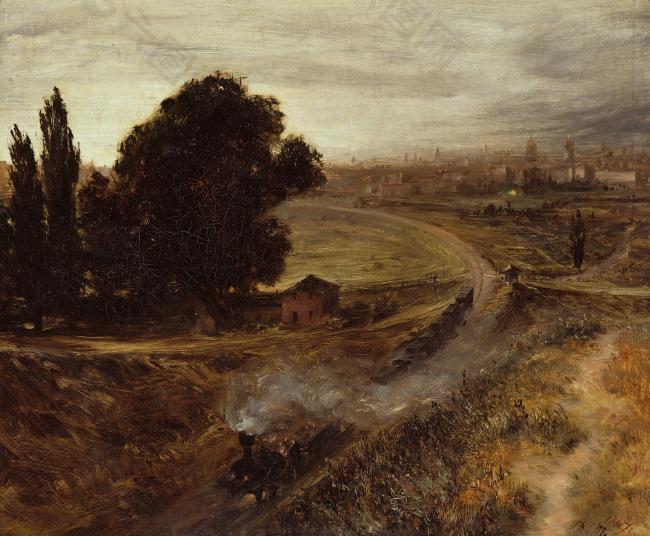 Adolph Menzel - Die Berlin-Potsdamer Bahn大師畫家古典畫古典建筑古典景物裝飾畫油畫