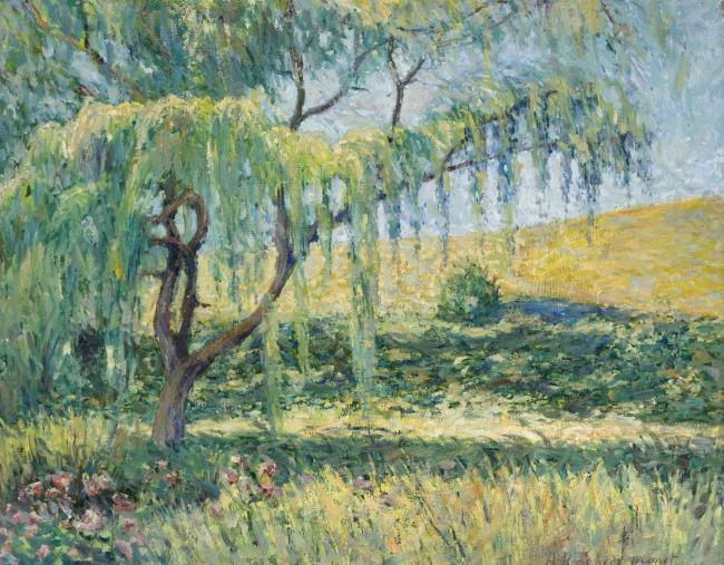 Blanche Hoschede-Monet - The Willow, the Roses and the Waterlilies at Giverny大師畫家風景畫靜物油畫建筑油畫裝飾畫