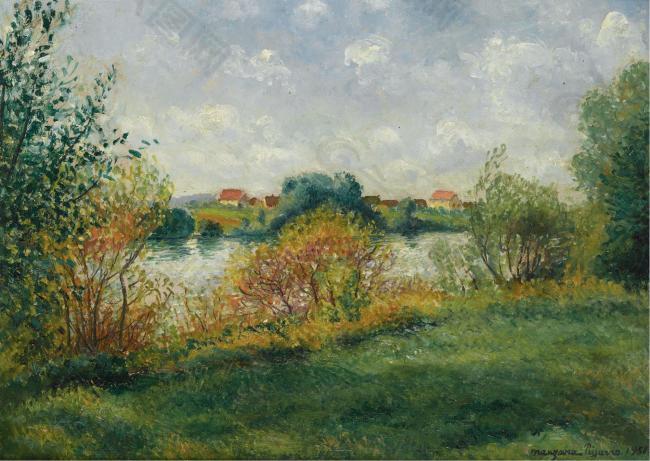 Georges Manzana-Pissarro - The Seine at Mousseaux, 1951大師畫家風(fēng)景畫靜物油畫建筑油畫裝飾畫
