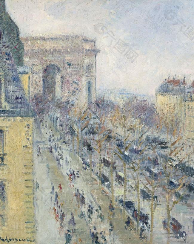 Gustave Loiseau - The Triumph Arch and Friedland Avenue, 1930-31大師畫家風(fēng)景畫靜物油畫建筑油畫裝飾畫