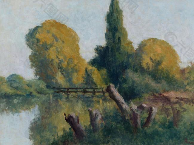 Maximilien Luce - Rolleboise, Small Arm of the Seine in Autumn, 1920-22大師畫家風(fēng)景畫靜物油畫建筑油畫裝飾畫