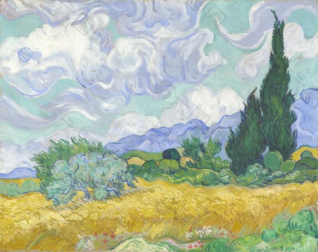 Vincent van Gogh - A Wheatfield, with Cypresses荷兰画家文森特梵高vincent van gogh印象派油画装饰画