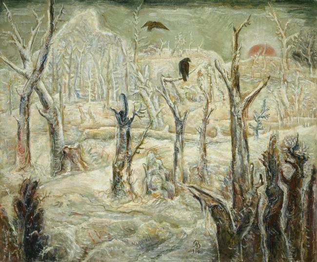 Albert Bloch - Winter in the Dead Wood, 1934-1938西方古典風(fēng)景建筑自然水景山水田園印象派寫實主義油畫裝飾畫