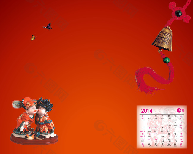 2014年馬年年歷喜結(jié)良緣模板5月