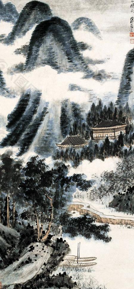 溪山積雨圖圖片