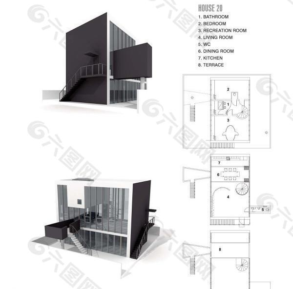 現代建筑3d模型圖片