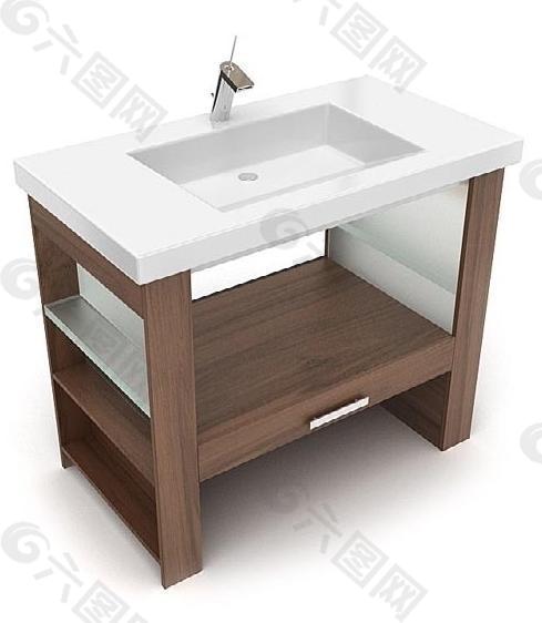 3d方形洗手臺(tái)模型圖片