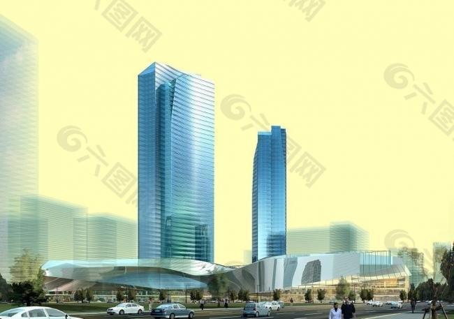 大型商務(wù)區(qū)建筑模型圖片