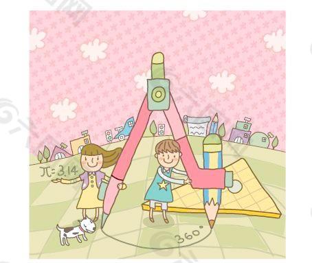 韓國兒童教育插畫矢量圖23