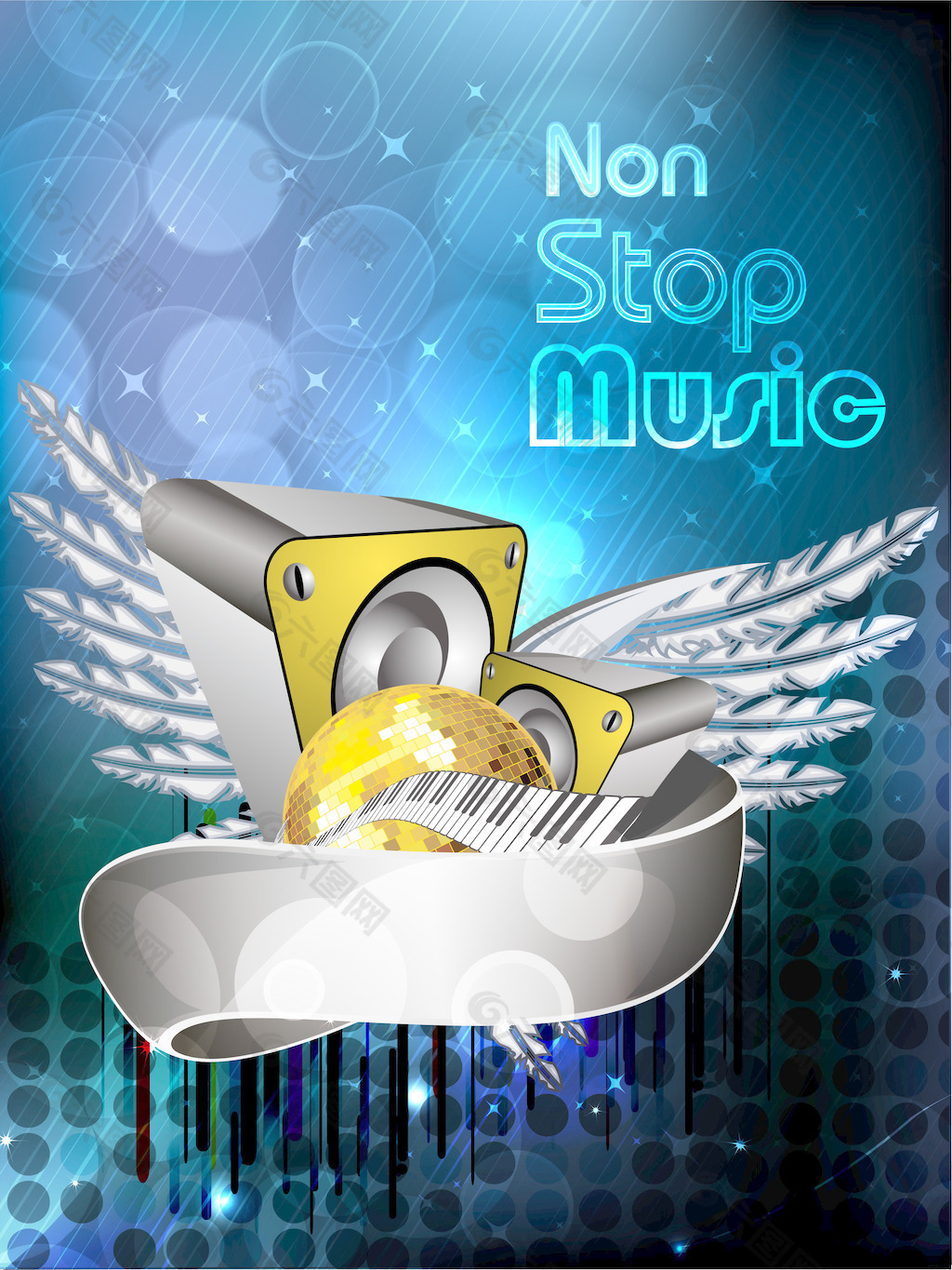 迪斯科音樂主題矢量背景