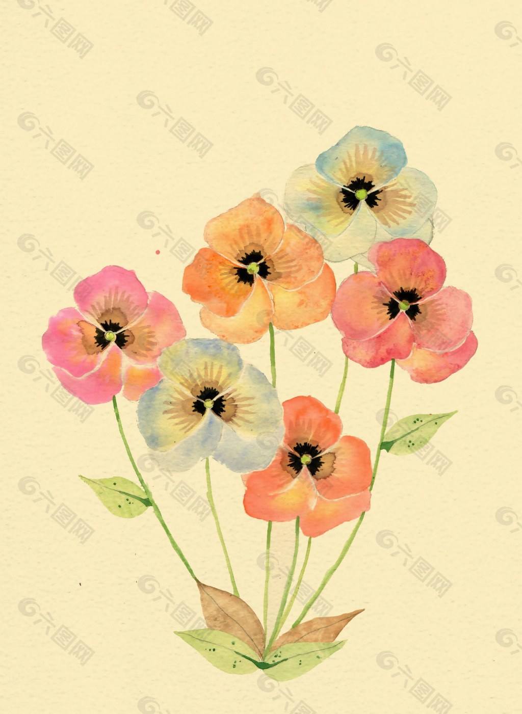 位圖 植物圖案 寫意花卉 花朵 免費素材